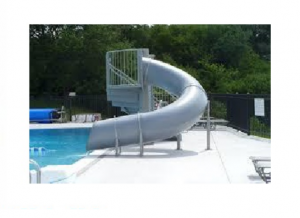 single flume water slide and stair case