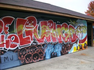 building decorated with graffiti for weekend event