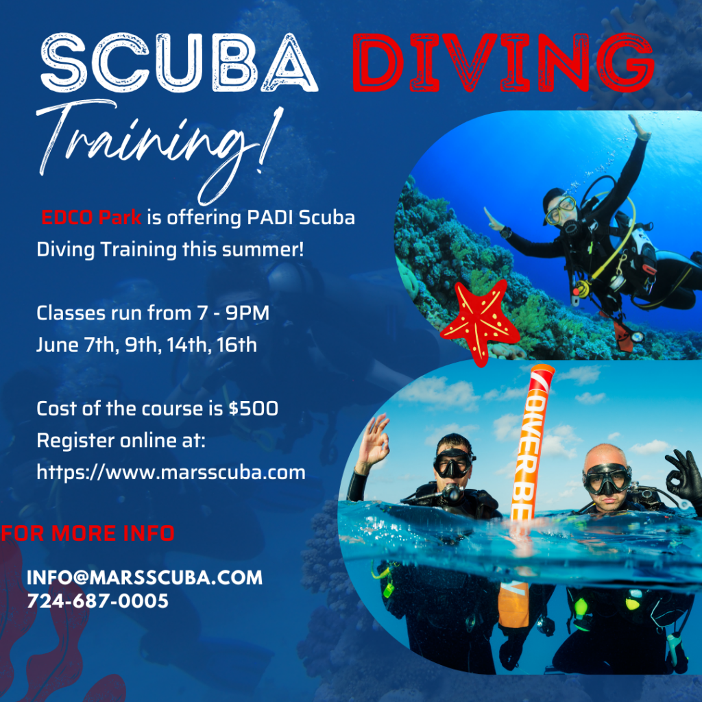 Image of SCUBA Diving Training with images of divers swimming under water with equipment